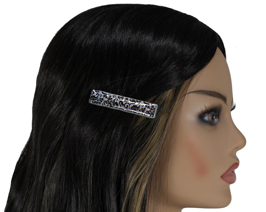 Black Lace Hair Clip for Women Handmade Resin Alligator Clip for Girl