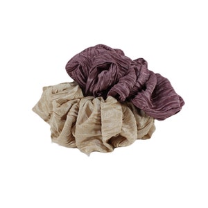Beige and purple Silky Satin Oversized Scrunchie: Jumbo Thick Hair Tie