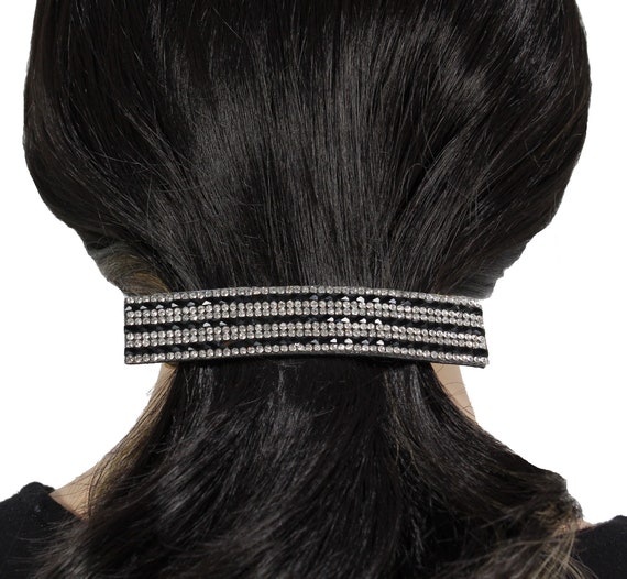 Black Sparkle Rhinestone Hair Barrette for Women Hair Accessories