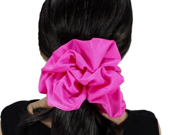 Neon pink oversized scrunchie for woman hair accessories for thick hair Colorful ponytail hair tie, jumbo scrunchie, bright scrunchie