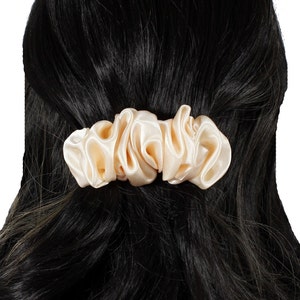 French barrette scrunchie for women and girls Silky satin scrunchies hair clip Elegante barrette pretty scrunchies champagne neutral color
