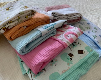 Muslin waffle baby blanket, receiving blanket, newborn blanket, baby shower gift, swaddle blanket