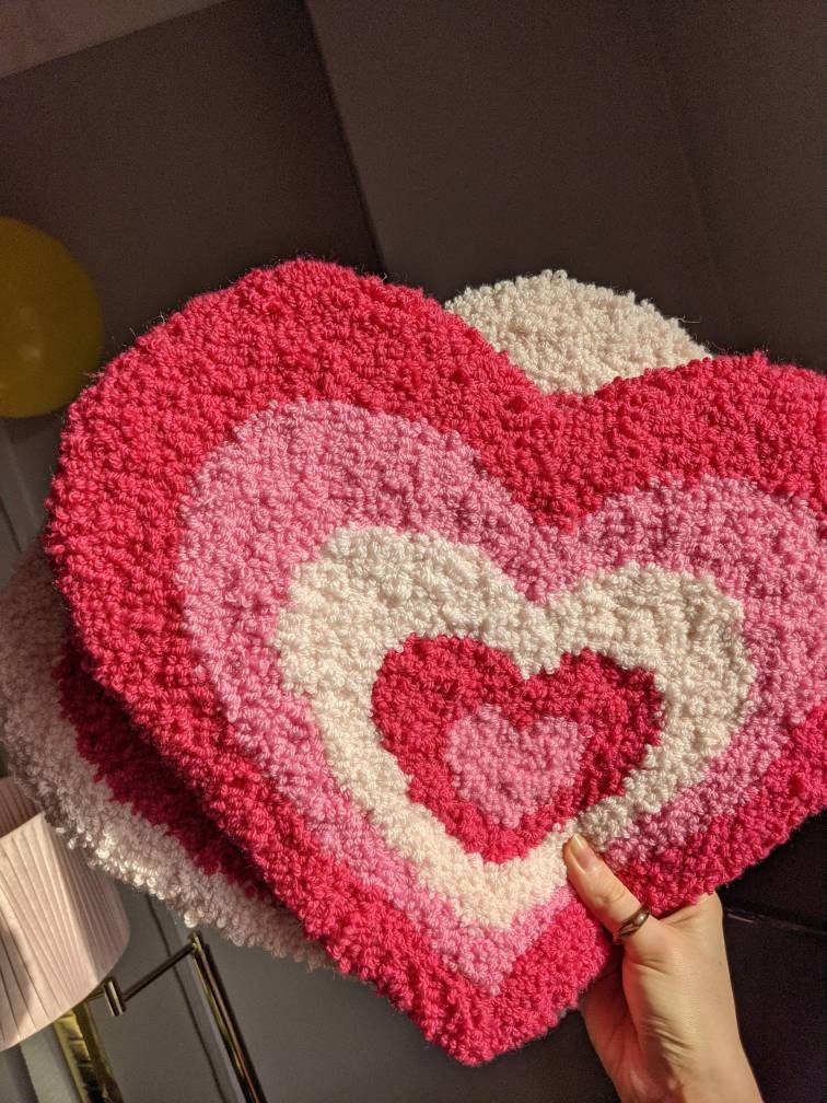 Handmade Punch Needle / Tufted Rug 'heartthrob' Etsy