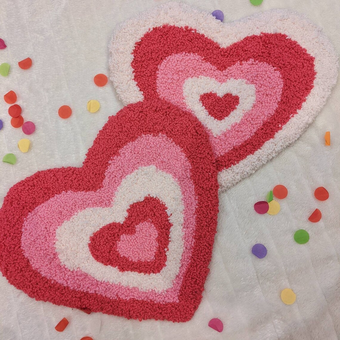 Handmade Punch Needle / Tufted Rug 'heartthrob' Etsy
