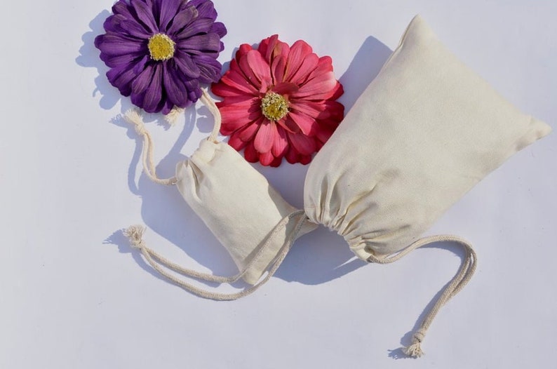 Premium Quality Storage Bags 100 pcs of 6x10 Inches Organic Cotton Reusable Double Drawstring Muslin Bags Best for Packaging.
