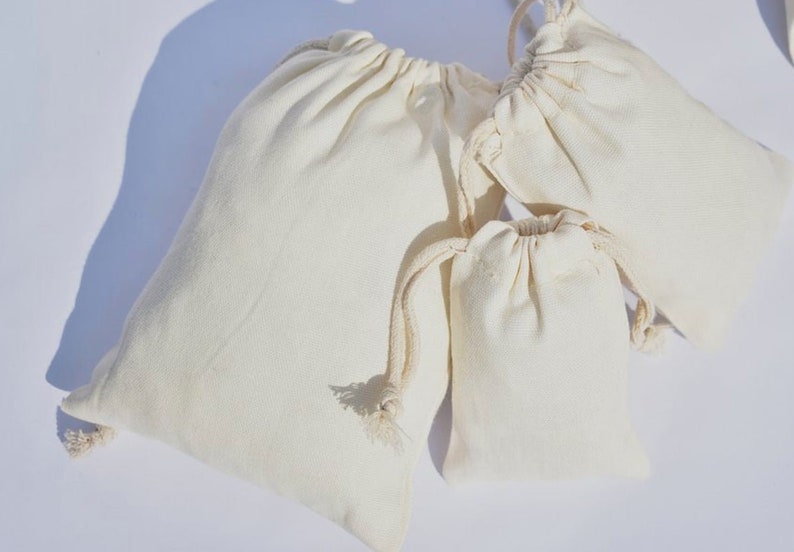 Premium Quality Storage Bags 100 pcs of 6x10 Inches Organic Cotton Reusable Double Drawstring Muslin Bags Best for Packaging.