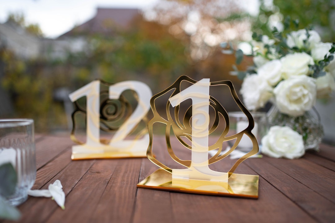 Gold and Silver Wedding Table Numbers Mirror Gold / Silver Table