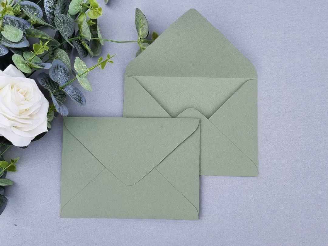 Olive Green Envelopes for Invitations, Sage Green Envelopes, Dusty