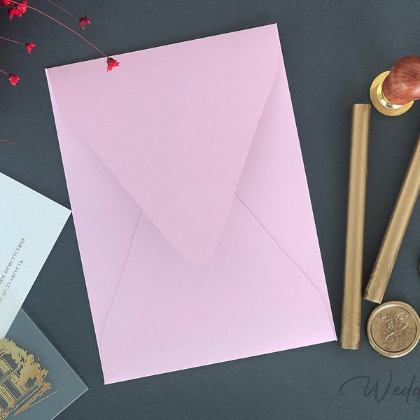 Pink Envelope for Wedding Invitation, Matte Envelopes for Invitations, Vertical Envelope for Invitations, Vertical Envelopes 133x184 mm