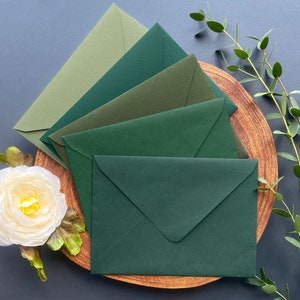 Sobres verdes premium para invitaciones de boda, sobres verdes para invitaciones de boda, sobres de papel verde para invitaciones de 130 x 180 mm