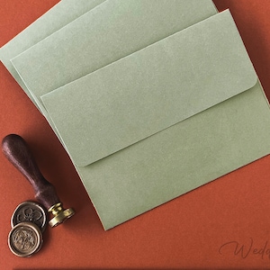 Straight Flap Envelopes for Wedding Invitations, Sage Green Flap Envelopes, Dusty Green Envelope, Square Flap Envelope, Envelopes 130x180 mm