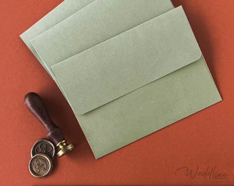 Straight Flap Envelopes for Wedding Invitations, Sage Green Flap Envelopes, Dusty Green Envelope, Square Flap Envelope, Envelopes 130x180 mm