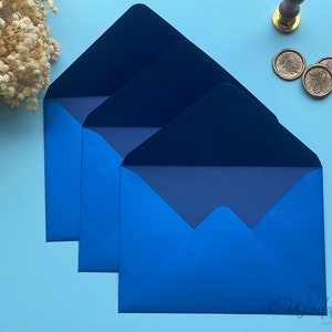 Sobres Brillantes Azul Royal para Invitaciones, Sobres de Papel Perlado para Invitaciones de Boda, Sobres 133x184 mm, Sobres Sirio Perlado