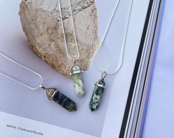 Peace Jade Silber Kristall Halskette