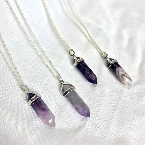 Amethyst pendant silver plated necklace