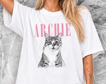 Custom Pet Photo Shirt, Personalized Dog or Cat T-Shirt, Pet Name Tee, Pet Lover Gift, Memorial Shirt, Pet Loss, Custom Pet Portrait Shirt