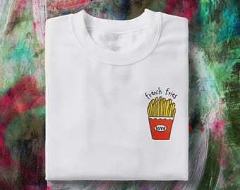French Fries Love Shirt, Fries Pocket tee, Chips Lover, Foodie Tshirt, Cute Food Tee | Funny Graphic Tee | Unisex Gift Tee for Food Lovers