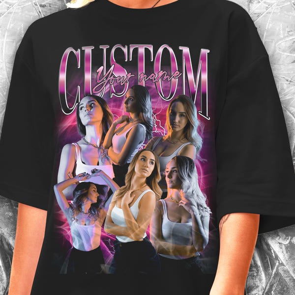 Camiseta pirata personalizada de los 90: diseño de collage de fotos personalizado, camiseta personalizada para novia, camiseta vintage, camiseta pirata de los 90, camiseta de rap