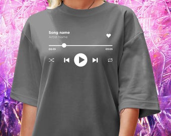 Chemise personnalisée avec nom de chanson, chemise mélomane, chemise personnalisée avec nom de chanson, t-shirt concert, chemise de concert, t-shirt chanson préférée, nom d'artiste personnalisé