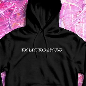 Too Late to Die Young - verkrijgbaar als sweater | Esthetische trui, Y2K-sweater, jaren 2000, 27 Club, popcultuur