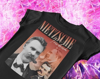 Nietzsche T-Shirt: Y2K Bootleg Style, weiche, ringgesponnene Baumwolle