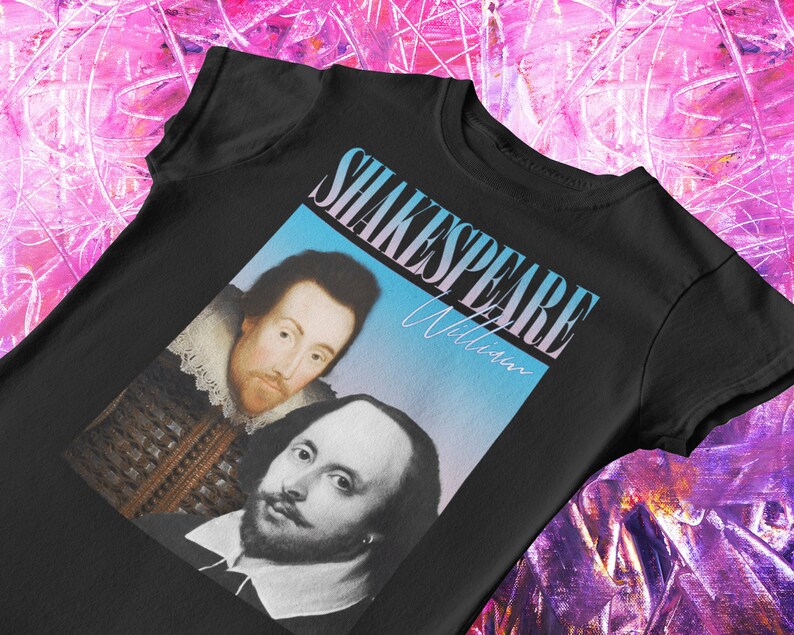 Shakespeare Rap T-Shirt | William Shakespeare Y2K Tee, Shakespeare Shirt, Famous Playwright, Dramatic Tee, Y2k, British Writers, 90s Tee image 1