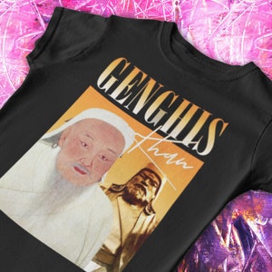 Genghis Khan T-shirt | Y2K-T-shirts, shirt jaren 90, vintage, Mongools, Mongolen, Ghenghi, beroemde historische figuren, Mongoolse rijk, Chinggi's