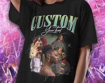 Personalised Bootleg T Shirt, Girlfriend t shirt Personalised, Vintage tshirt, Custom Collage Design Tshirt, 90s Bootleg t shirt,Rap T-shirt