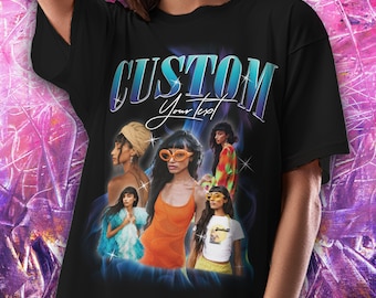 Custom Photos T-Shirt, Bootleg Style, Y2K Aesthetic, Vintage 90s, Rap Shirt, Custom Your own, Customisable Photos, Celebrities Top, TShirt,