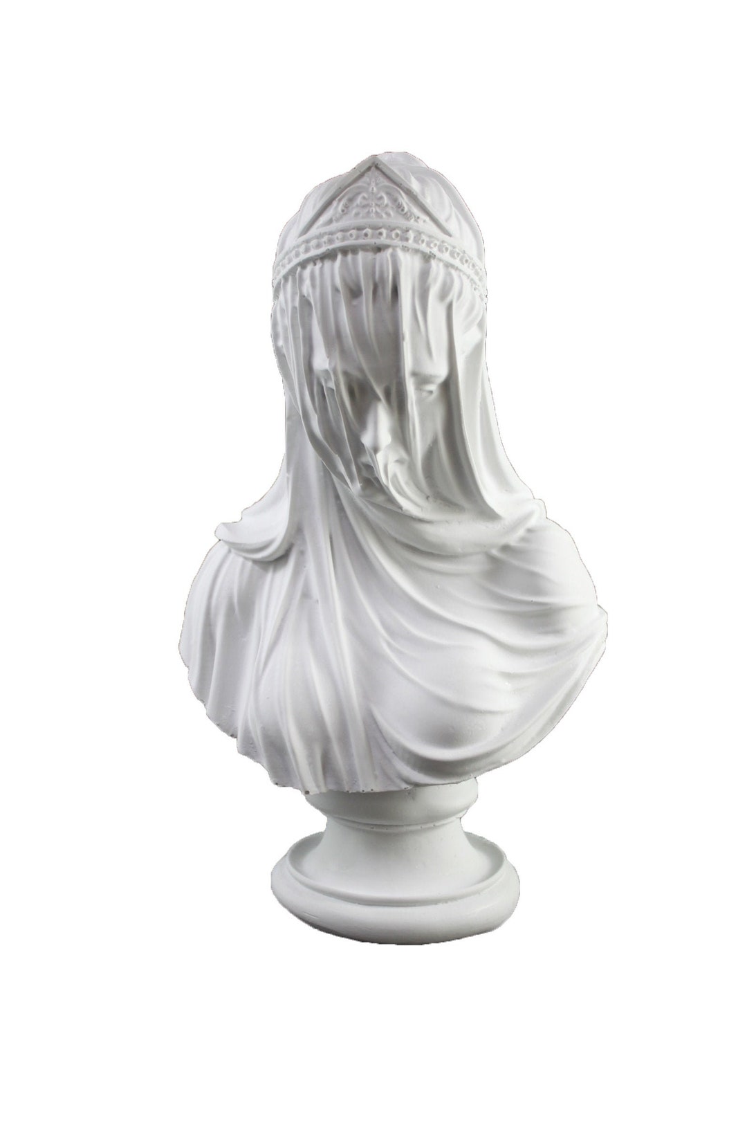 Veiled Lady Bust Sculpture, 13.7 Inches, Mother Mary Sculpture, Veiled