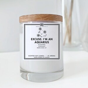 Aquarius Zodiac Candles | Soy Wax Candle | Zodiac Sign | Astrology Candle | Home Decor | Scented | Constellation | Handmade| Funny | Gift