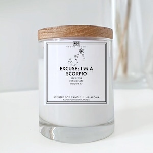 Scorpio Zodiac Candles Soy Wax Candle Zodiac Sign Astrology Candle Home Decor Scented Candle Constellation Homemade Funny Gift image 1