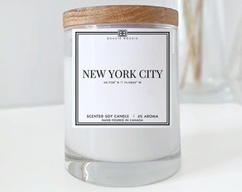 Custom City Candles | Soy Wax Candle | Personalized Gift | Scented Candle | Home City | Coordinates | Handmade | ANY Location | Minimalist