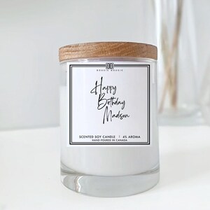 Custom Birthday Candles | Soy Wax Candle | Personalized Gift | Scented Candle | Birthday Gift | Handmade | Wood Lid | Happy Birthday
