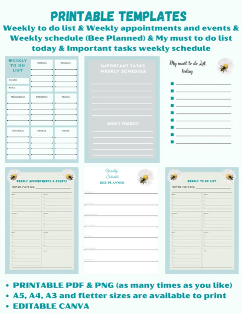 printable weekly and daily to do list schedule template etsy