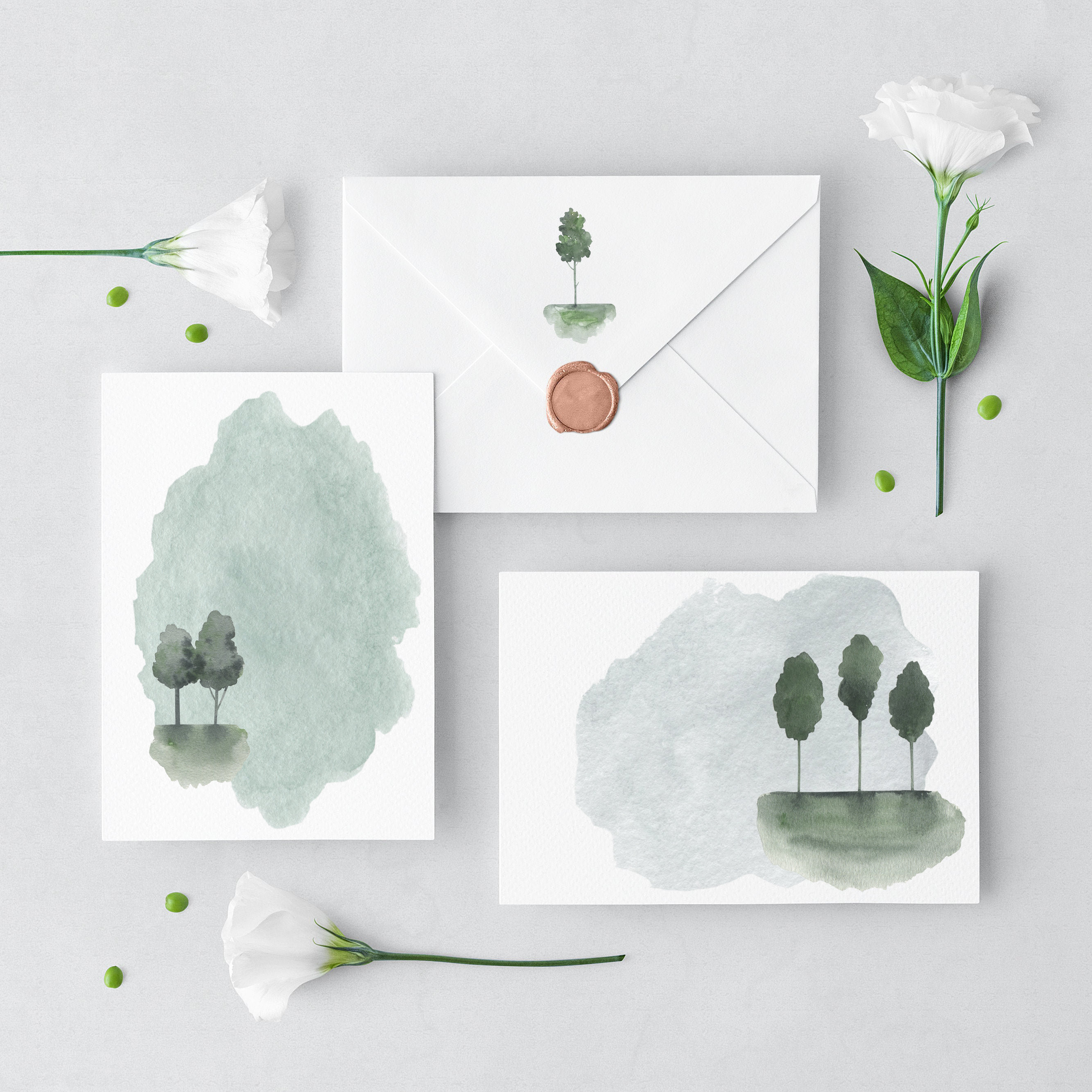 Watercolor Forest Clipart Abstract Forest Trees landscape | Etsy