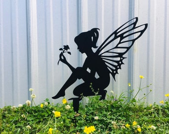 Flower Fairy Garden Stake | Metal Garden Art | Fairy Garden Gifts