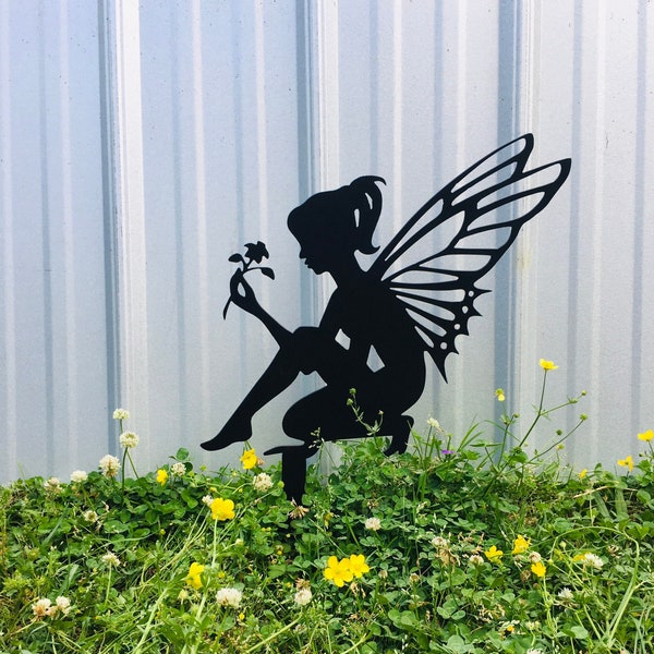 Flower Fairy Garden Stake | Metal Garden Art | Fairy Garden Gifts