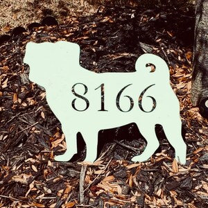 Pug House Number Sign | Pug Yard Art | Pug Garden Gifts | Custom House Number