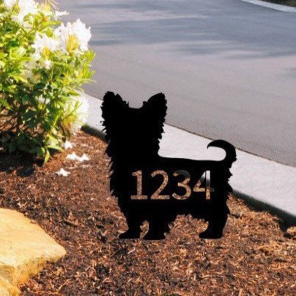 Yorkshire Terrier House Number Sign | Yorkie House Sign | Custom House Number