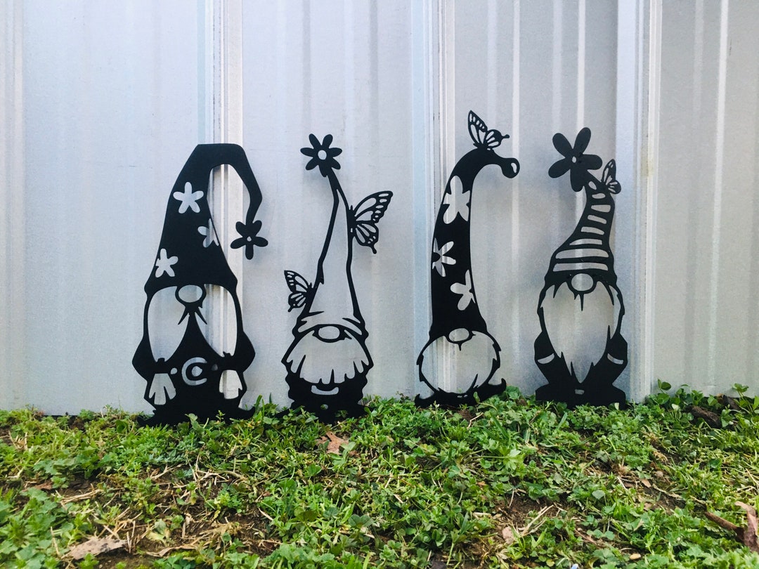 Garden Gnomes Set/individual, Metal Yard Art Etsy