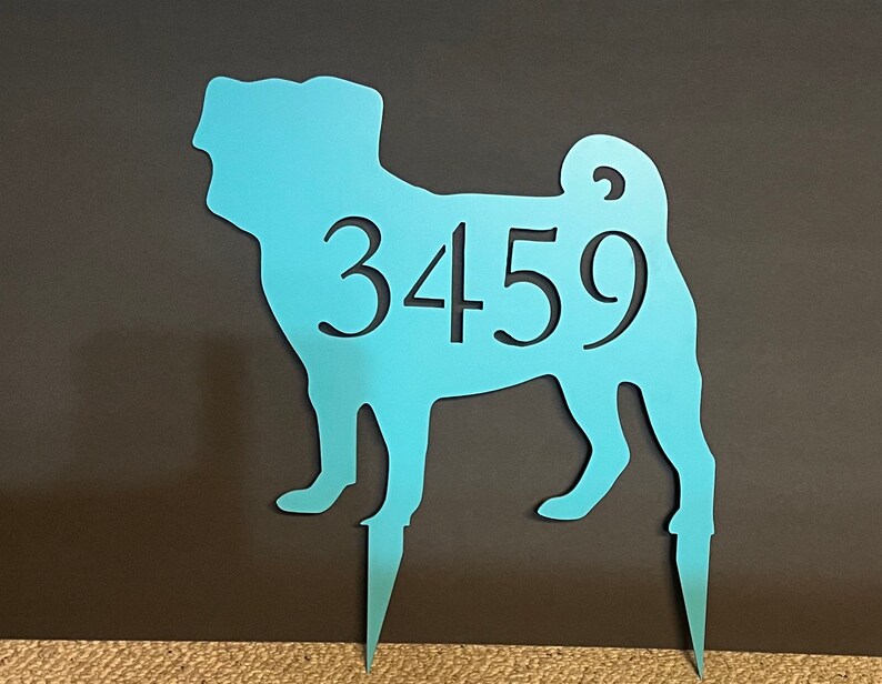 Pug House Number Sign Pug Yard Art Pug Garden Gifts Etsy