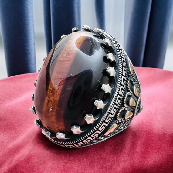 925 Silver Natural Tiger's Eye Men's Ring,Men Handmade Ring , Tiger Eye Stone Ring , Tiger Eye Gemstone Ring