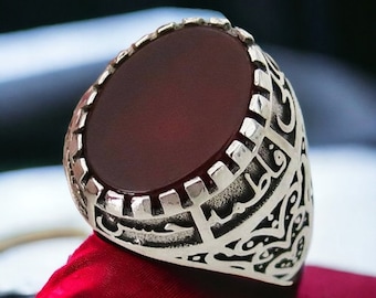 Handmade Shia Allah Ring Men s Woman s Yemeni Aqeeq Ahlulbayt Ahl ul bait Solid 925 Sterling Silver Panjtan Islam Red Natural Agate Etsy Norway