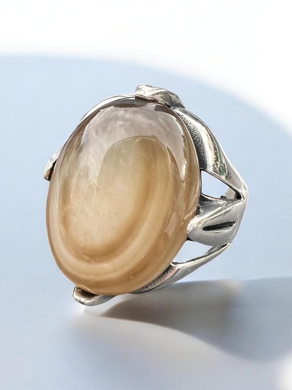 Yemen Sulaimani Devil Eye Yemeni Agate Yemen Aqeeq for Ring  Natural Yemen Agate Stone 925 Sterling Silver Men's Woman's Ring عقیق یمانی