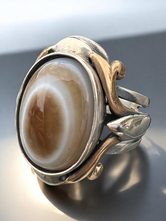 Yemen Sulaimani Devil Eye Yemeni Agate Yemen Aqeeq for Ring  Natural Yemen Agate Stone 925 Sterling Silver Men's Woman's Ring عقیق یمانی