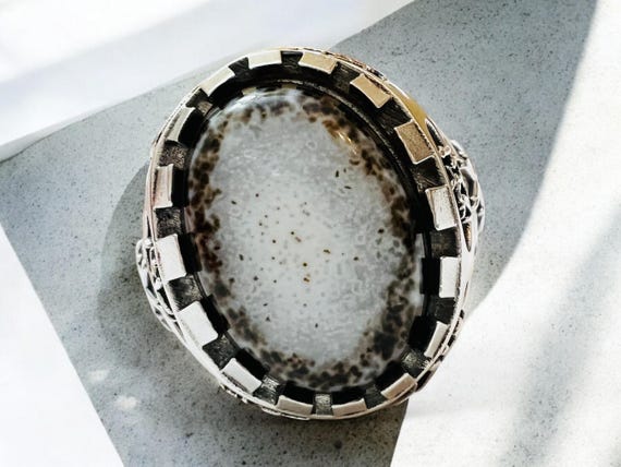 Hz Ali Sword,Zulfiqar Natural  Sulaimani Devil Eye Yemeni Agate ahlulbayt ehlibeyt Shia Ring Ahlulbayt Ahl-ul-Bait 925 Silver Panjtan Islam