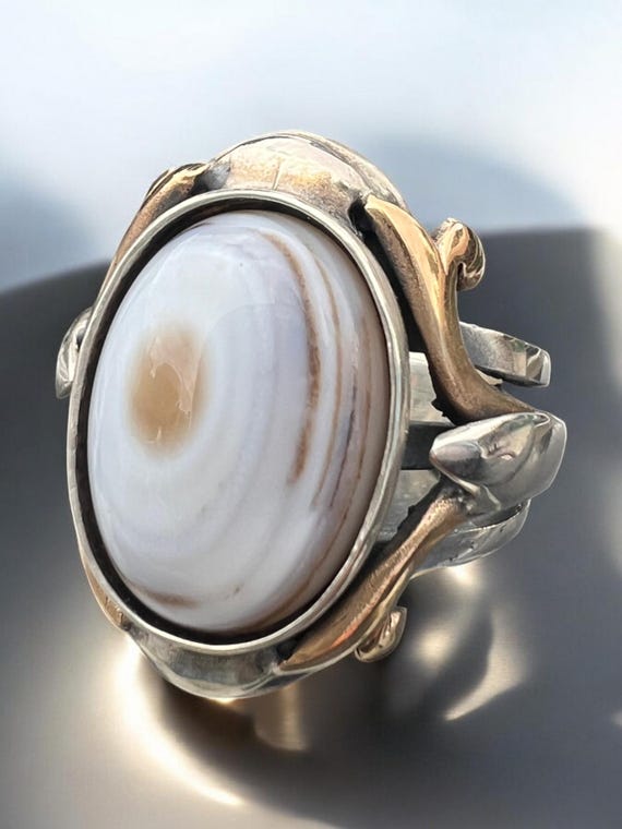Yemen Sulaimani Devil Eye Yemeni Agate Yemen Aqeeq for Ring  Natural Yemen Agate Stone 925 Sterling Silver Men's Woman's Ring عقیق یمانی