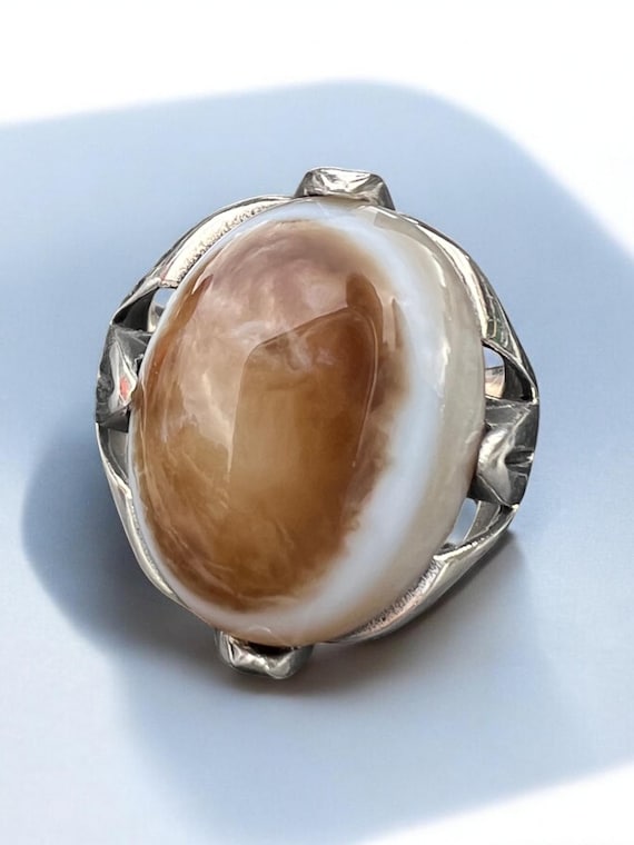 Yemen Sulaimani Devil Eye Yemeni Agate Yemen Aqeeq for Ring  Natural Yemen Agate Stone 925 Sterling Silver Men's Woman's Ring عقیق یمانی