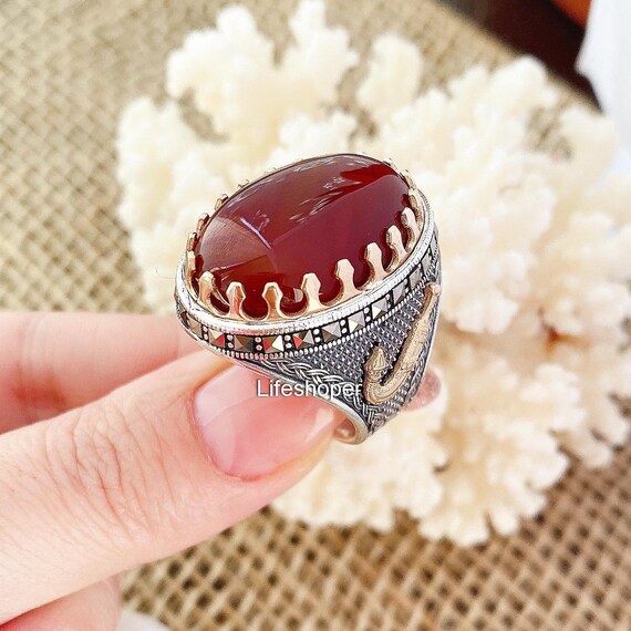 Bague agate rouge deals